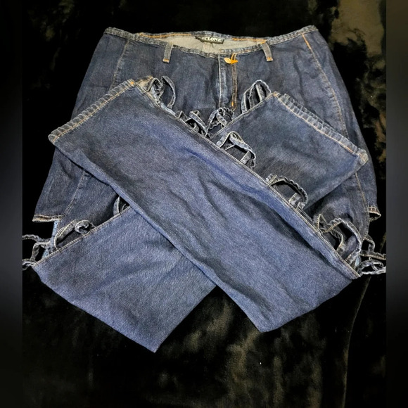 Cyclone - Womens Dark Wash Jeans, Cutouts and no pockets, Size 34 - Picture 1 of 5